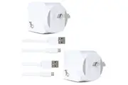 2x Gecko USB 2.4A Wall Charger w 1.5m Micro-USB Cable for Smartphones Cameras WH