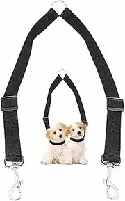 Adjustable Double Pet Trainer Lead, Double Leads for Two Dogs No Tangle, Dual Dog Lead Splitter Perfect for Walking Training 2 Small Dogs on One Lead (Black)