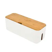 在飛比找momo購物網優惠-【picknew】創意底部雙開孔日式簡約標準桌面延長線收納盒