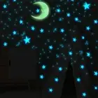 Decor Glow In The Dark Art Stickers Star and Moon Blue Light Wall Sticker