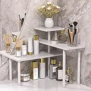 JayRex Bathroom Organizer Countertop Corner Shelf, 3 Tier Moveable Organizer for Make Up, Dresser Table, Desktop (White)