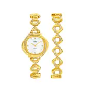 Elite Ladies Knot Watch & Bracelet Set in Gold