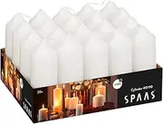 Spaas Tray of 20 Unscented Pillar Candles 40/110 mm, 13 Hours, White
