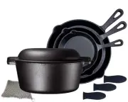 Pre Seasoned Cast Iron 6 Piece Bundle Gift Set, 3 Piece Skillet & Chainmail, ...