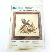 Vintage LeeWards 1976 Pheasant Crewel Kit 14x14 Picture Or Pillow Top