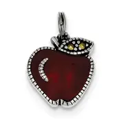 Sterling Silver Enameled Red Apple Charm