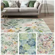 Extra Large Rose Rug/ Pastel Pink Beautiful Washable Carpet/ Plush Leaves Runner