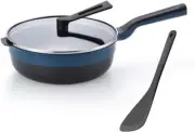 Remy Fry Deep Pan 24cm aluminum &Lid, silicone spatula Set Navy RHF-SET02