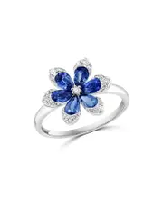 Bloomingdale's Fine Collection Blue Sapphire & Diamond Flower Ring in 14K White Gold