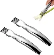 Linyongc Stainless Steel Shred Silk Cutter, 2Pcs Green Onion Cutter, Stainless Steel Vegetable Onion Garlic Shred Silk Onion Slicer