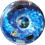 Snow Tube 47 Inch Snow S for and Adults Inflatable Snow Tube Made by Thickening PVC of 0.45mm Sledding Tubes Dark Blue Snowflake