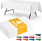White Plastic Table Cloth Rectangle Table 4 Pack, 54''�108'' White Tablecloth fo