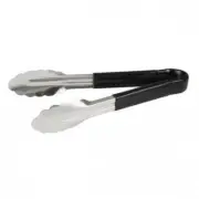 6x Tong 300mm Black Colour Coded Stainless Steel w PVC Coated Handle Tongs HACCP