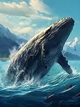 Kaliosy 5D Diamond Art Kits for Adults Whales Mountains Sea by Number Kits, Diamond Painting Art Animals DIY Full Drill Crystal Craft Cross Stitch Embroidery Decoration (12x16 inch)