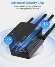 WiFi 5 WiFi Extender Signal Booster with Dual Band 5GHz/2.4GHz Up To 105 Devices