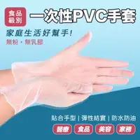 在飛比找樂天市場購物網優惠-台灣現貨 PVC手套 無粉手套 一次性手套 透明手套 加厚款