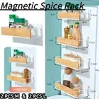 4pcs Magnetic Spice Organizers Rack Bamboo Kitchen Wall Mounted Storage Hanging