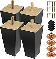 4Pcs Wood Furniture Legs - 4/6 inch Solid Hardwood Sofa Legs, 1800 Lbs Loading Capacity Couch Legs, Non-Slip Table Legs, Decorative Modern Furniture Replacement Legs for Coffee Table Sofa (10cm)