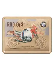 [NOSTALGIC ART] BMW R80 G/S Paris Dakar Metal Sign 15x20cm in Brown