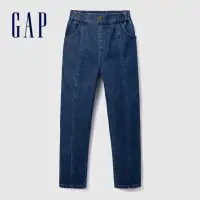 在飛比找momo購物網優惠-【GAP】女童裝 鬆緊錐形牛仔褲-深藍色(789272)
