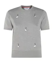 Thom Browne Logo Patch Geese-Embroidered T-Shirt IT40,IT44,IT42,IT38,IT36,IT46 light gray