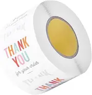 DOITOOL 1 Roll Thank You Stickers of Decorative Sealing Decals for Present Box Packaging for Candy Bags Cookies and Easy to Peel and Stick Wear Adhesive