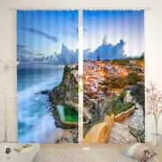 Coast Along Nice River 3D Curtain Blockout Photo Printing Curtains Drape Fabric