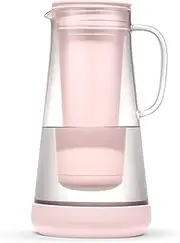 LifeStraw Home– Water Filter Pitcher, 7-Cup, Glass with Silicone Base, Pink Bubble, for Everyday Protection Against Bacteria, Parasites, Microplastics, Lead, Mercury, PFAS and a Variety of Chemicals