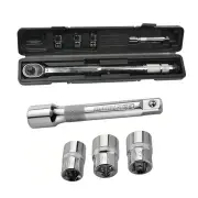 5PCS Torque Wrench Set 28-210Nm Bi-Directional Heat-Treated Steel Includes 3 Sockets 1 Extension Bar High Precision Tool