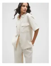 [Seed Heritage] Short Sleeve Utility Shirt in Frappe