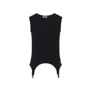 [Jean Paul Gaultier] Jean Paul Gaultier-Black Lingerie Garter Cotton Top-Donna XS