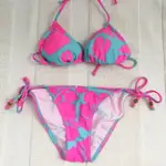 ROXY BIKINI 二件式泳衣/螢光粉紅扶桑花/SIZE S/只穿過1次/原價4000/特價1800