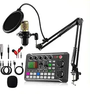 Live Sound Card with DJ Mixer Effects & Voice Changer, F998 Live Sound Card Audio Mixer,Voice Changer Sound Board for Xbox,Live Sound Card Audio Mixer for Streaming, with Multiple Sound Effects (C)