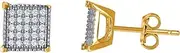 [JewelryWeb] 10k Yellow Gold Womens CZ Simulated Diamond Cubic Zirconia Square Stud Earrings 7.1x7.10mm Wide-Stud Earring for Women