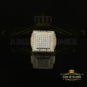 8.50CT Cubic Zirconia Yellow Silver Square Men Adjustable Ring SZ From 9 to 11