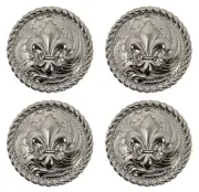 Concho Set of 4 Conchos Western Saddle Tack Fleur De Lis Engraved 401522
