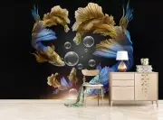 3D Goldfish Bubble G316 Wallpaper Wall Murals Removable Self-adhesive Honey