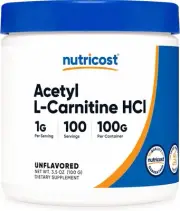 Nutricost Acetyl L-Carnitine HCI (ALCAR) 100 Grams per Container - 1G Per Servin
