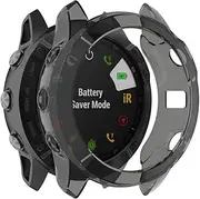 RuenTech Case Cover intended for Garmin Fenix 6X/6X Pro/Fenix 6X Sapphire Case Protector TPU Protective Case Frame intended for Fenix 6X GPS Watch (Black Tint)