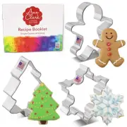 Christmas Cookie Cutters 3-Pc. Set Made in USA by Ann Clark, Snowflake, Ginge...