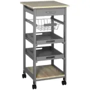 Unbranded Kitchen Island Trolley Serving Cart 14.5" W/Underneath Drawer Gray