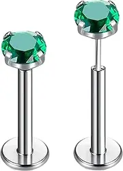 [TOMIDES] G23 Titanium Lip Rook Labret Studs Helix Tragus Earring Set 16G Threadless CZ Nose Stud Hypoallergenic Conch Lobe Cartilage Push Back Monroe Piercing Jewelry