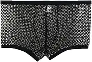 [Gsywaipei] Men See Through Fishnet Briefs Trunks Sexy Mesh Pouch U Underwear Male Low-Rise Transparent Rise Underpants, Black-1pc, XX-Large