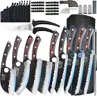 XYJ Authentic since 1986,9Pcs Forged Knife Set,Serbian Chef Knife with Roll Bag,