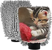 XYMZR Cat Cute Ball Red Absorbent Microfiber Car Wash Mitt, Funny Cute Anime Scratch Free for Cars Cleaning, Home Cleaning Mitts, 2 Pack, 10.24” L x 7.09” W