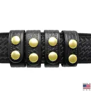 Perfect Fit Duty Belt Keepers 1" Basketweave Leather Brass Snap USA 4 Pack