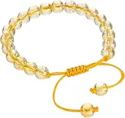 AOKWAWALIY Citrine Crystal Bracelet Set 2 Adjustable Gemstone Bracelets for Women Girls Teenagers Elegant Beaded Jewelry