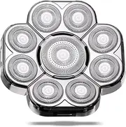 Magnetic Head Shaver Replacement Heads 7 Double Ring Waterproof Rotary Razor Blades for Bald Men Compatible with freebird wyklaus shpavver & Other Brands(silver9)