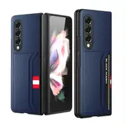 For Samsung Galaxy Z Fold4 5G Litchi Texture Microfiber Case - Blue