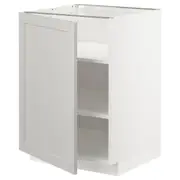 METOD base cabinet with shelves, white/Lerhyttan light grey, 60x60x80 cm